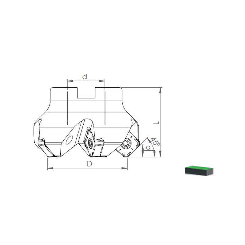 Face Mill Shoulder TK45 345-13.. 45º adaptable for 345-13