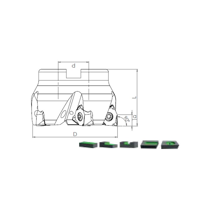 Face Mill Shoulder TK90 WNHU 0806.. 90º adaptable for WNHU 0806
