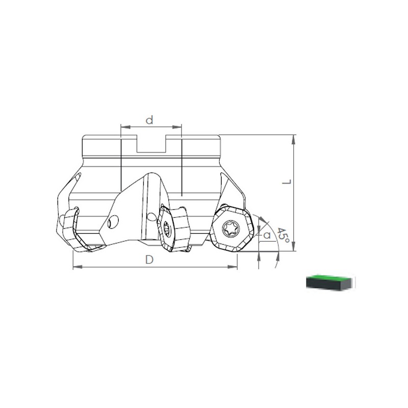 Face Mill Shoulder TK45 HN.J 0604..45º adaptable for HN.J 0604