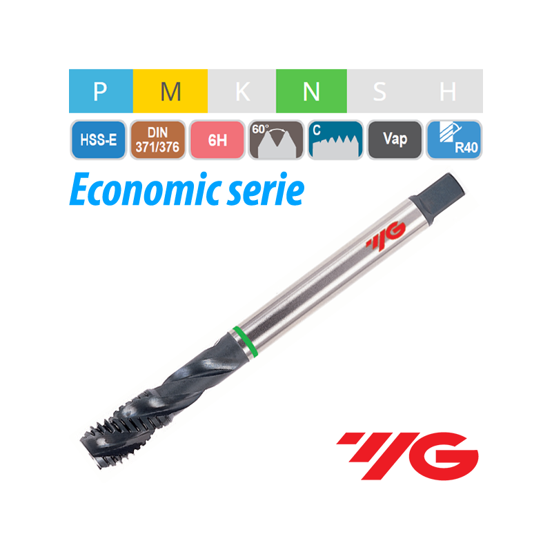 Macho Helicoidal Máquina Métrico Economic Serie HSSE Vaporizado YG1 Macho Helicoidal Máquina Métrico Economic Serie HSSE Vaporizado YG1