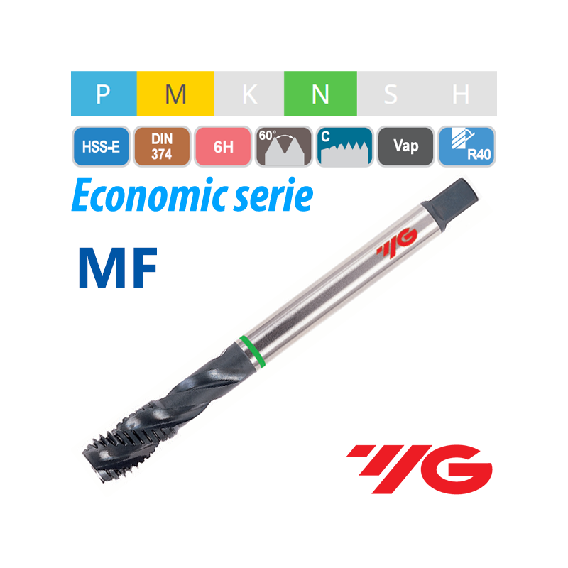 Taraud Machine à goujure HélicoïdaleMétrique Fino HSSE Trempé à la Vapeur YG1 Taraud Machine à goujure HélicoïdaleMétrique Fino HSSE Trempé à la Vapeur YG1