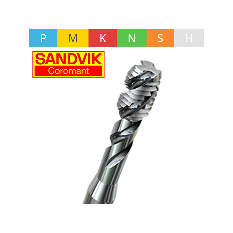 Macho Helicoidal de Máquina Métrico Iso Standard HSS-PM Sandvik Macho Helicoidal de Máquina Métrico Iso Standard HSS-PM Sandvik