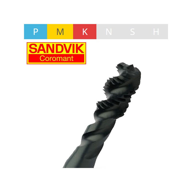 Taraud Machine Métrique à goujure Hélicoïdale Iso Standard HSS-PM Trempé à la Vapeur Sandvik Taraud Machine Métrique à goujure Hélicoïdale Iso Standard HSS-PM Trempé à la Vapeur Sandvik