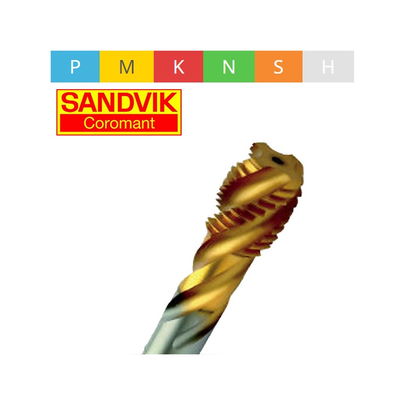Spiral Flute Machine Tap Metric Iso Standard HSS-PM TiN Sandvik Spiral Flute Machine Tap Metric Iso Standard HSS-PM TiN Sandvik