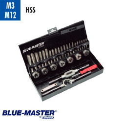 Conjuntos de Machos y Cojinetes en Caja Metálica HSS BlueMaster