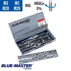Conjuntos de Machos y Cojinetes en Caja Metálica HSS y HSSCo BlueMaster