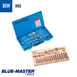 Conjuntos de Machos y Cojinetes BSW en Caja Metálica HSS BlueMaster