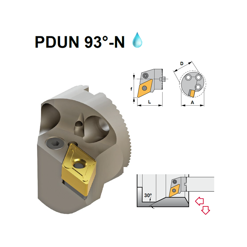 Turning Holder Internal Head PDUN 93º for General Applications