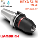 Portabrocas Llambrich HEXA SLIM Value BT MAS403 de Súper Precisión con cono integrado, cuerpo reducido y Llave Torx