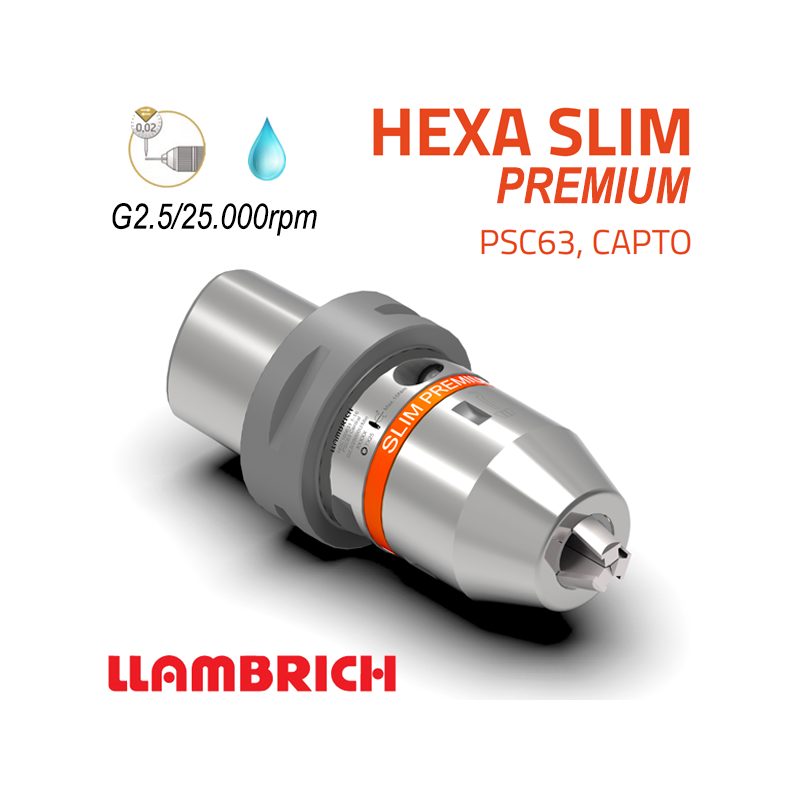 Portabrocas Llambrich HEXA SLIM Premium CAPTO de Súper Precisión con cono integrado, cuerpo reducido y Llave Torx