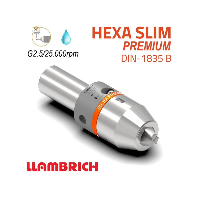 Portabrocas Llambrich HEXA SLIM Premium CAPTO de Súper Precisión con cono integrado, cuerpo reducido y Llave Torx