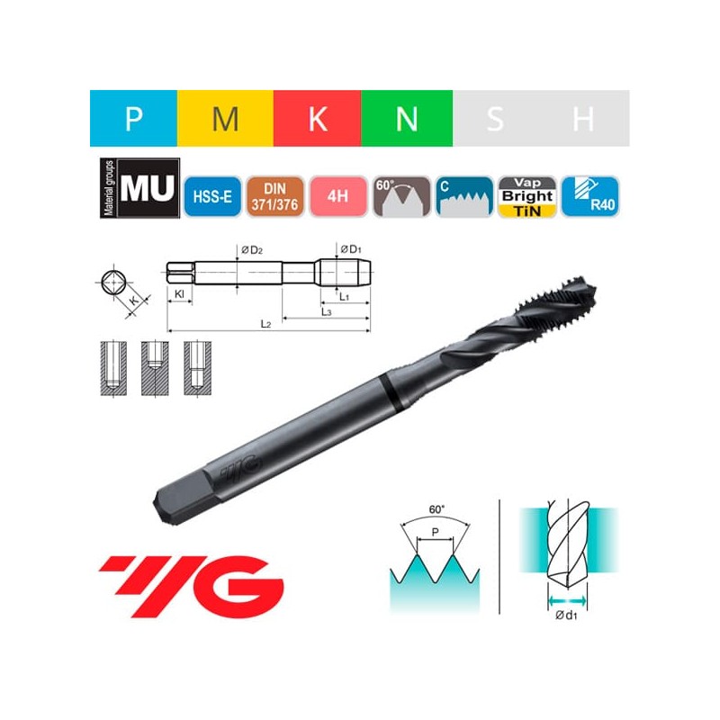 Macho Máquina Métrico COMBO HSS-E Helicoidal VAP 4H Macho Máquina Métrico COMBO HSS-E Helicoidal VAP 4H
