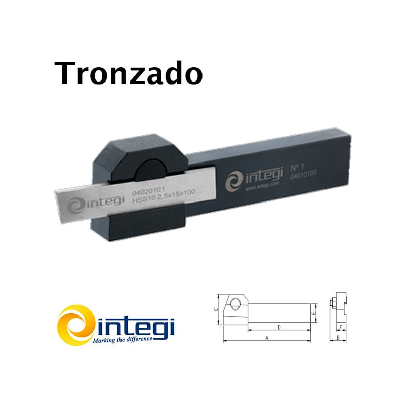 Porta-herramientas rígido para tronzar, ranurar y roscar. Cuchilla no incluida.