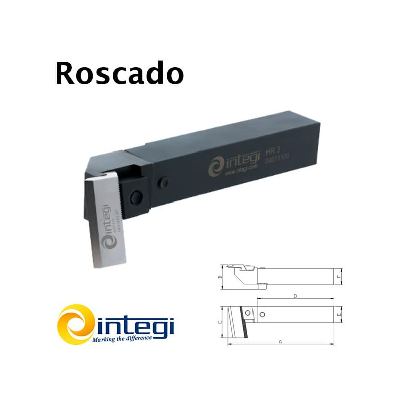 Porta-herramientas para roscar con cuchilla de perfil constante y orientable al ángulo de la rosca. Cuchilla no incluida.