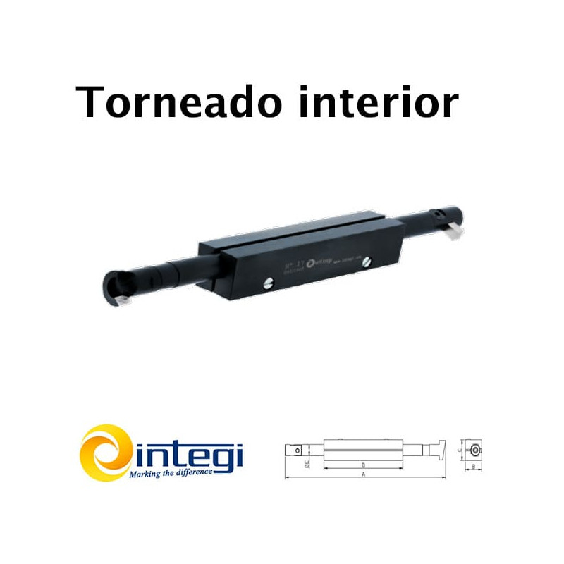 Porta-herramientas para torneado, refrentado y roscado de agujeros. Cuchilla no incluida