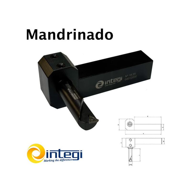 Porta-herramientas rígido para mandrinar. Para portaplaquitas de mango Ø16 mm. Porta-plaquitas no incluido.