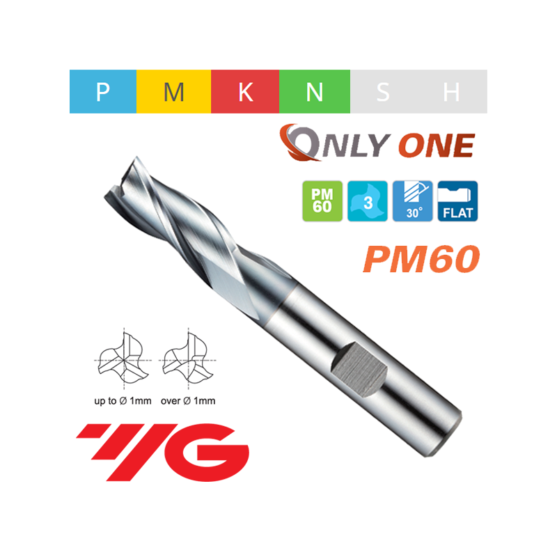 ONLY ONE Fresa PM60 Z3 SERIE CORTA AlCrN CORTE AL CENTRO ONLY ONE Fresa PM60 Z3 SERIE CORTA AlCrN CORTE AL CENTRO