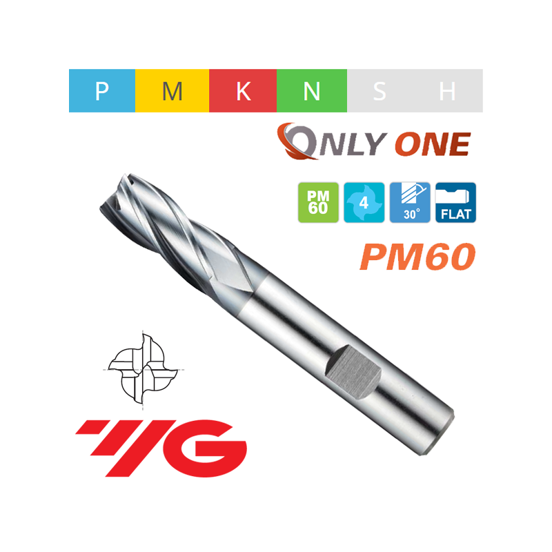 ONLY ONE Fresa PM60 Z4 SERIE CORTA AlCrN CORTE AL CENTRO ONLY ONE Fresa PM60 Z4 SERIE CORTA AlCrN CORTE AL CENTRO