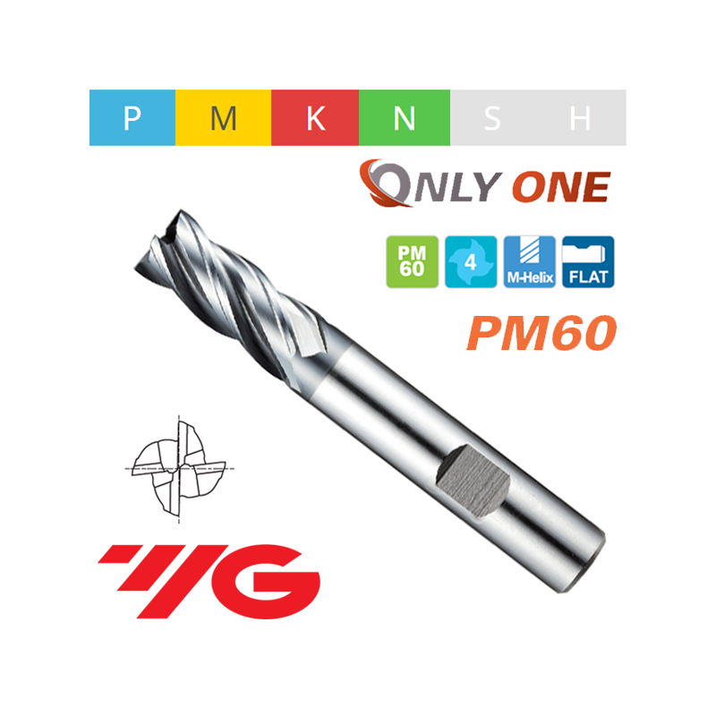 ONLY ONE Fresa PM60 Z4 HELICE VARIABLE SERIE CORTA AlCrN CORTE AL CENTRO ONLY ONE Fresa PM60 Z4 HELICE VARIABLE SERIE CORTA AlCrN CORTE AL CENTRO