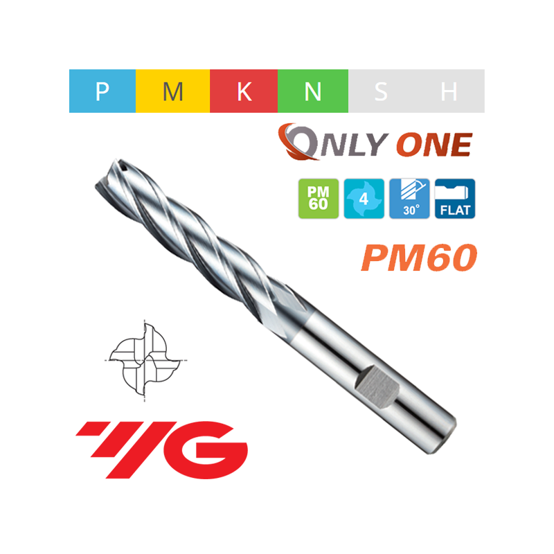 ONLY ONE Fresa PM60 Z4 SERIE LARGA AlCrN CORTE AL CENTRO ONLY ONE Fresa PM60 Z4 SERIE LARGA AlCrN CORTE AL CENTRO