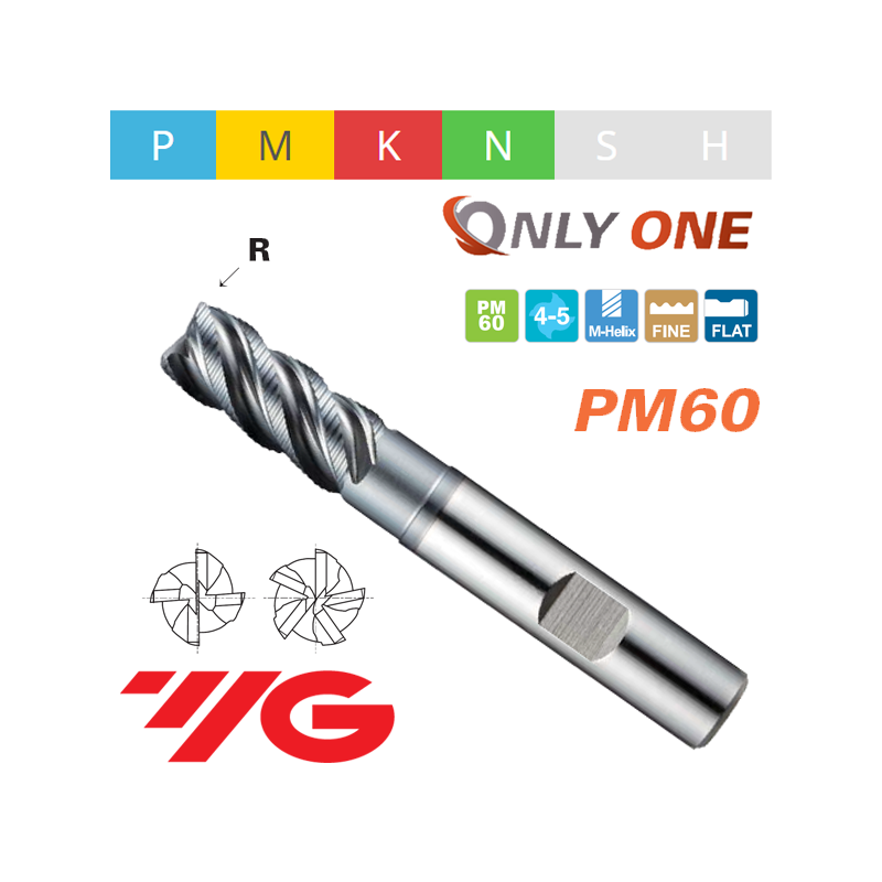 ONLY ONE Fresa PM60 Z4-5 TORICA PARA DESBASTE FINO SERIE CORTA AlCrN CORTE AL CENTRO ONLY ONE Fresa PM60 Z4-5 TORICA PARA DESBASTE FINO SERIE CORTA AlCrN CORTE AL CENTRO