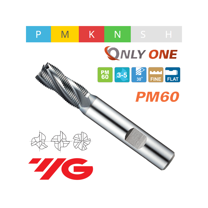 ONLY ONE Fresa PM60 Z3-4-5 PARA DESBASTE FINO SERIE CORTA AlCrN CORTE AL CENTRO ONLY ONE Fresa PM60 Z3-4-5 PARA DESBASTE FINO SERIE CORTA AlCrN CORTE AL CENTRO