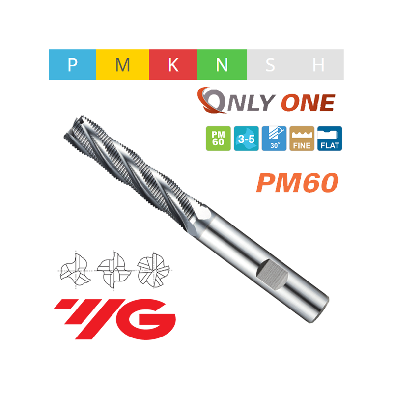 ONLY ONE Fresa PM60 Z3-4-5 PARA DESBASTE FINO SERIE LARGA AlCrN CORTE AL CENTRO ONLY ONE Fresa PM60 Z3-4-5 PARA DESBASTE FINO SERIE LARGA AlCrN CORTE AL CENTRO