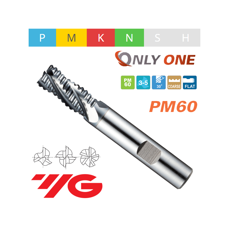 ONLY ONE Fresa PM60 Z3-4-5 PARA GRAN DESBASTE SERIE CORTA AlCrN CORTE AL CENTRO ONLY ONE Fresa PM60 Z3-4-5 PARA GRAN DESBASTE SERIE CORTA AlCrN CORTE AL CENTRO