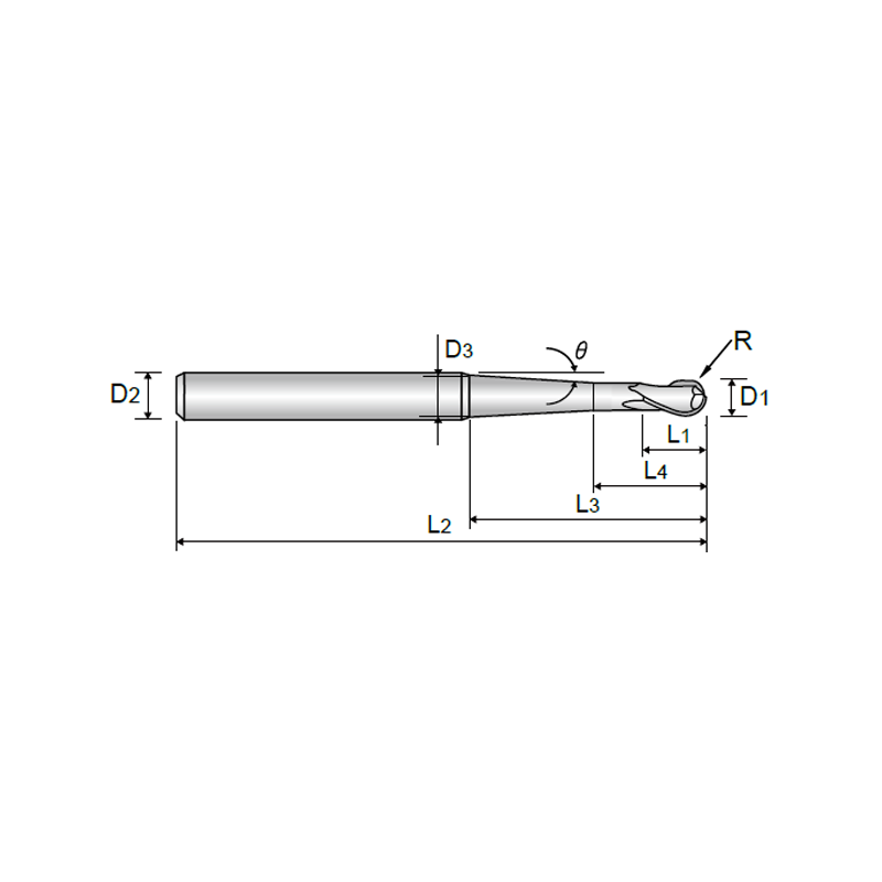 2 FLUTE BALL NOSE with TAPER NECK