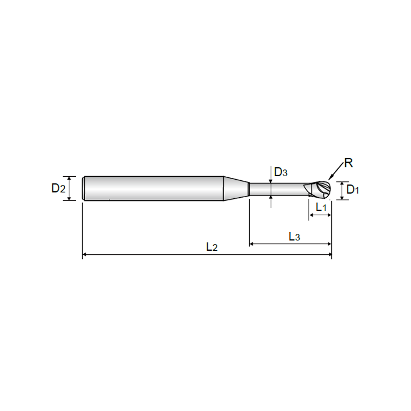 2 FLUTE BALL NOSE for RIB PROCESSING