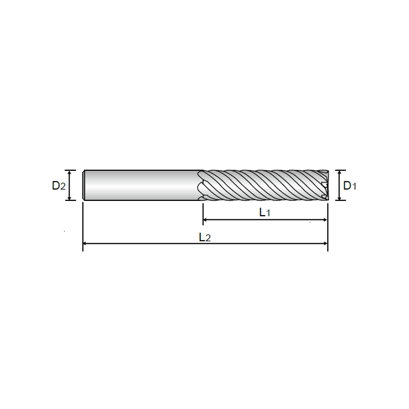 6 FLUTE 45° HELIX EXTRA LONG LENGTH