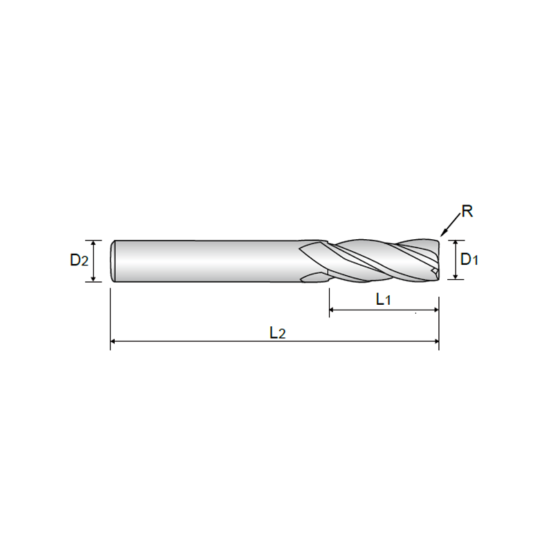 4 FLUTE LONG LENGTH CORNER RADIUS