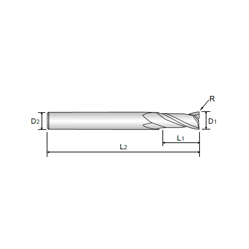 2 FLUTE LONG LENGTH CORNER RADIUS