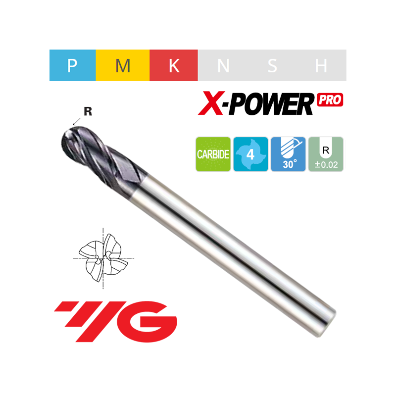 Fresa MD Z4 Esférica X-POWER Pro Serie Larga Fresa MD Z4 Esférica X-POWER Pro Serie Larga