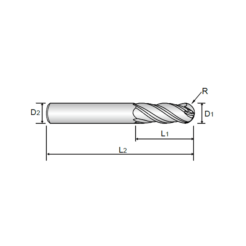 4 FLUTE LONG LENGTH BALL NOSE