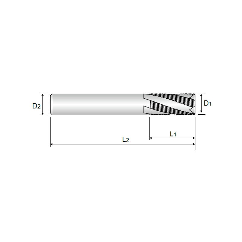 MULTI FLUTE 20° HELIX LONG LENGTH ROUGHING - FINE