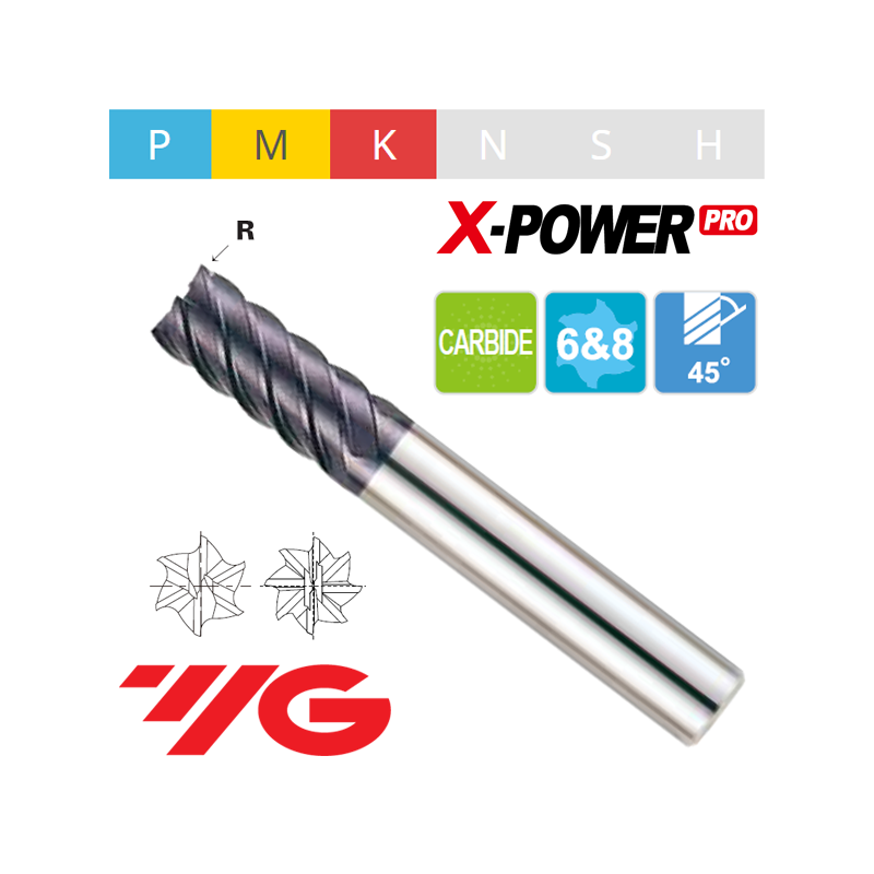 Fresa MD Z6-8 Hélice 45º X-POWER Pro Serie Larga