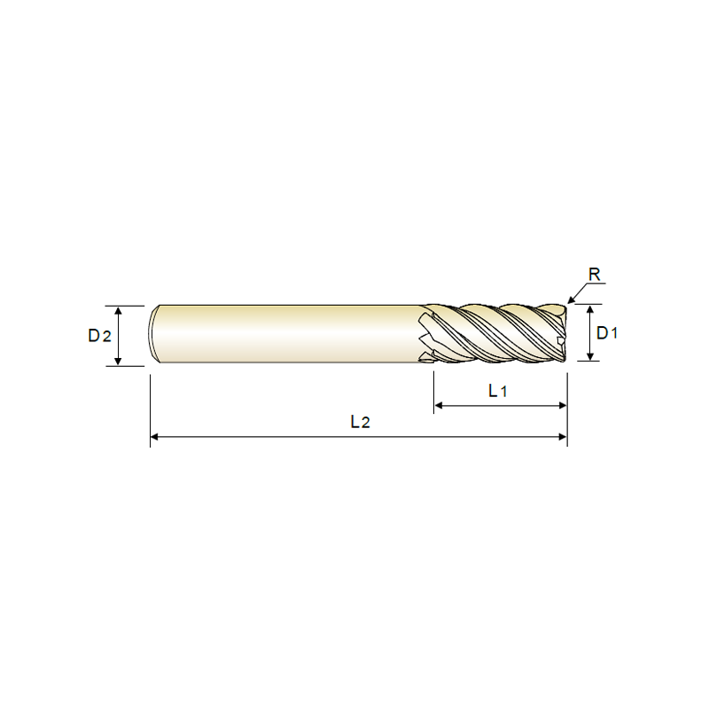 TitaNox-POWER Fresa MD Z5 TORICA SERIE LARGA (FLAT)