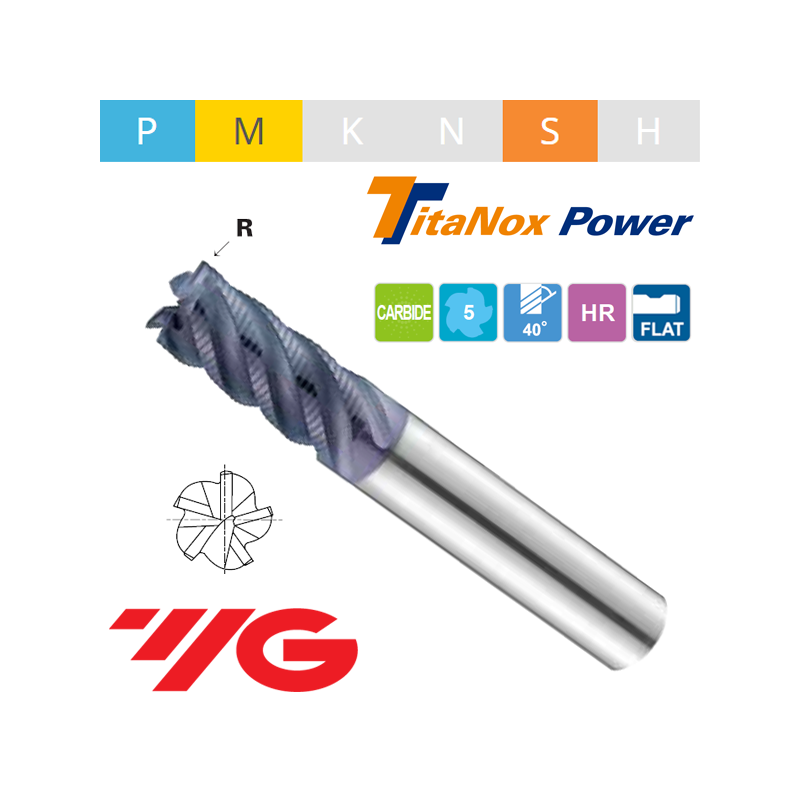 TitaNox-POWER Fresa MD Z5 TORICA PASO FINO HELICE 45º (FLAT) TitaNox-POWER Fresa MD Z5 TORICA PASO FINO HELICE 45º (FLAT)