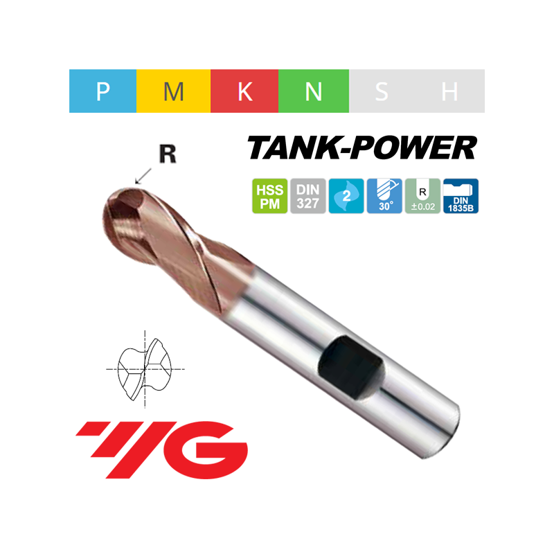 TANK-POWER Fresa HSS-PM Z2 TÓRICA SERIE CORTA