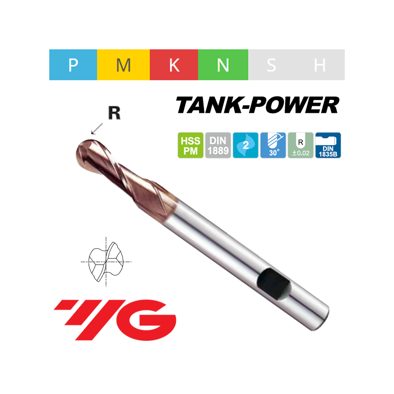 TANK-POWER Fresa HSS-PM Z2 TÓRICA SERIE LARGA