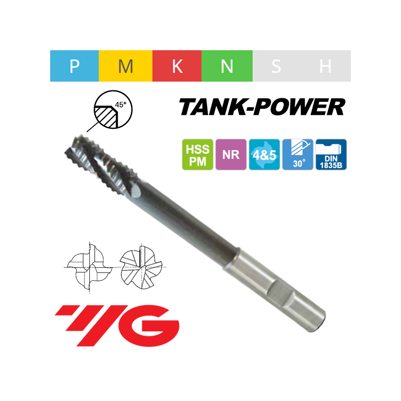 TANK-POWER Fresa HSS-PM Z3-4-5 PARA DESBASTE REBAJADA TANK-POWER Fresa HSS-PM Z3-4-5 PARA DESBASTE REBAJADA