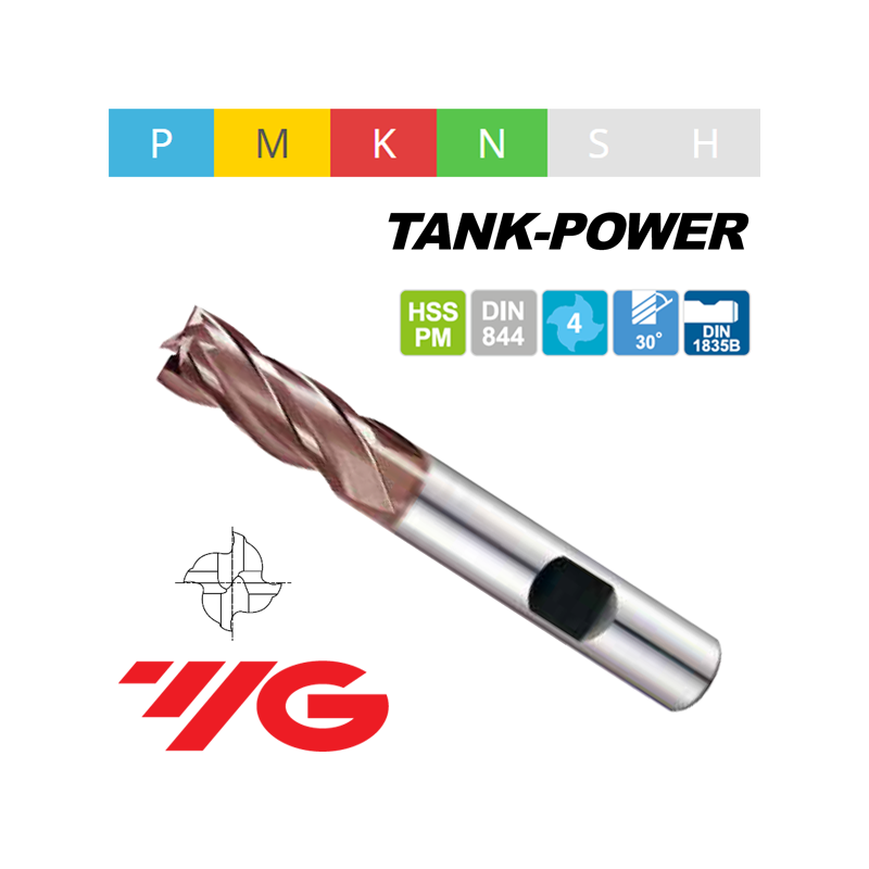 TANK-POWER Fresa HSS-PM Z4 SERIE CORTA