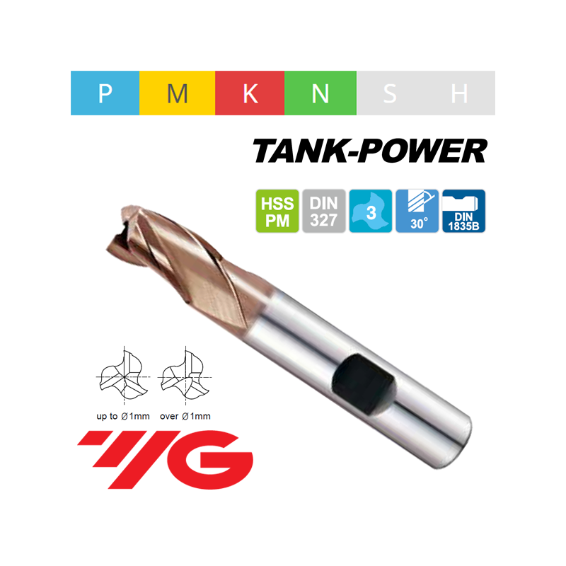 TANK-POWER Fresa HSS-PM Z3 SERIE EXTRA CORTA