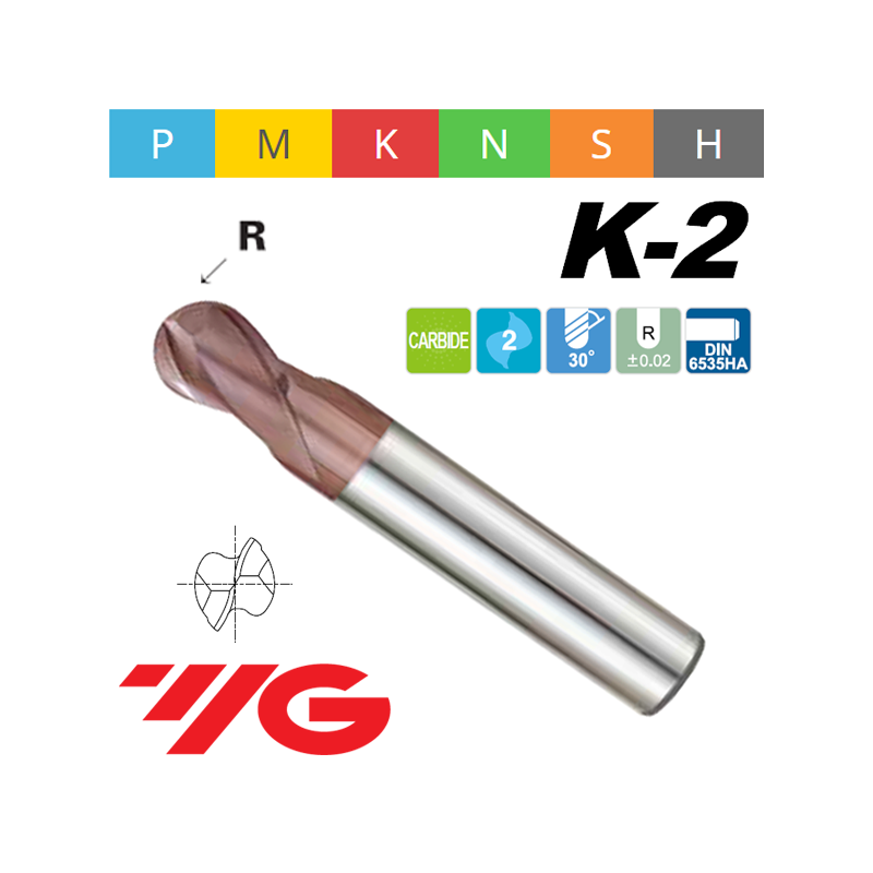 Fresa K2 MD Z2 ESFERICA SERIE CORTA Fresa K2 MD Z2 ESFERICA SERIE CORTA