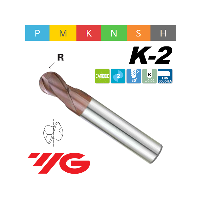 Fresa K2 MD Z2 ESFERICA SERIE MEDIA Fresa K2 MD Z2 ESFERICA SERIE MEDIA