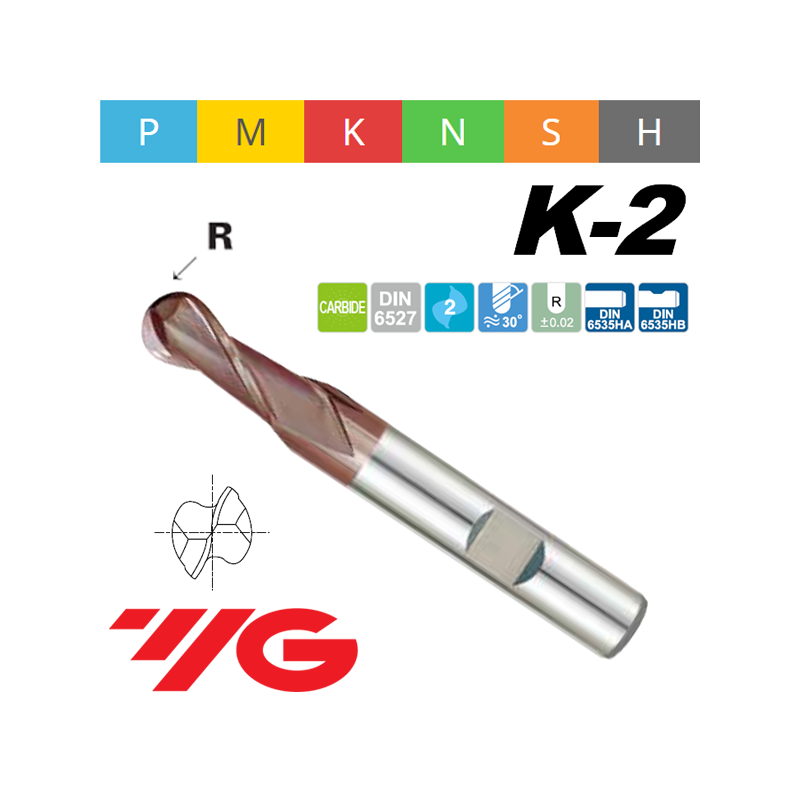 Fresa K2 MD Z2 ESFERICA SERIE LARGA Fresa K2 MD Z2 ESFERICA SERIE LARGA