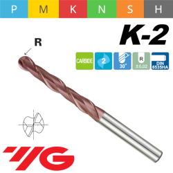 Fresa K2 MD Z2 ESFERICA SERIE EXTRA LARGA