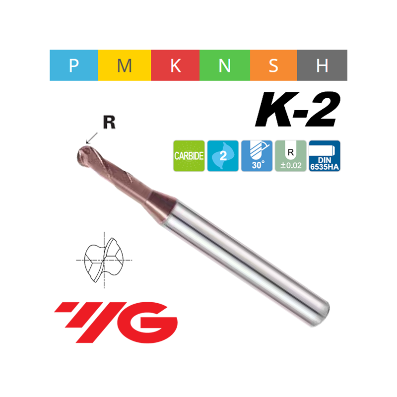 Fresa K2 MD Z2 ESFERICA DESTALONADA PARA RANURAR Fresa K2 MD Z2 ESFERICA DESTALONADA PARA RANURAR