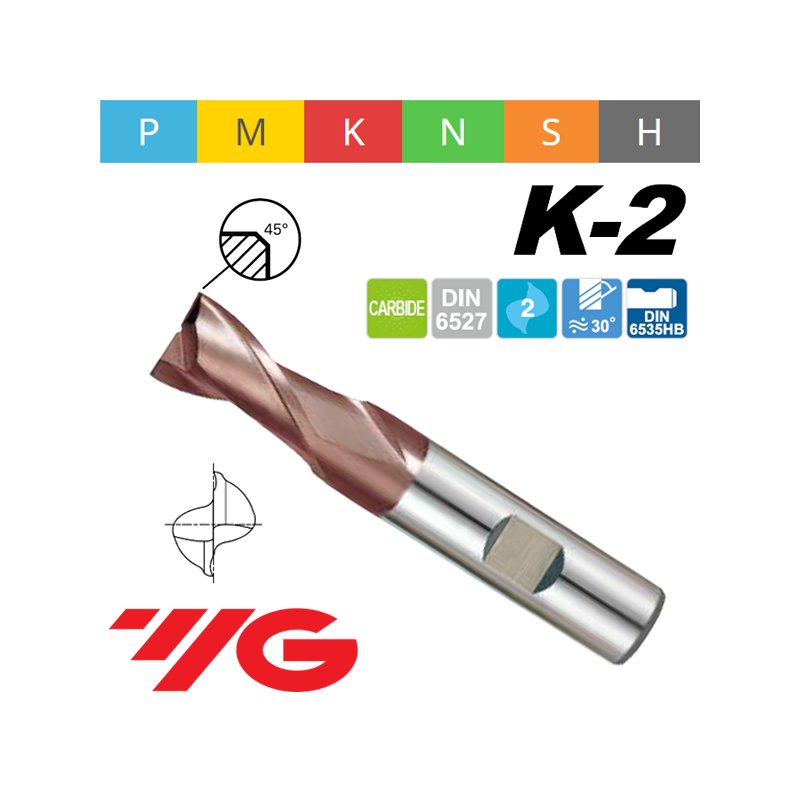 Fresa K2 MD Z2 SERIE LARGA CON CHAFLÁN Fresa K2 MD Z2 SERIE LARGA CON CHAFLÁN